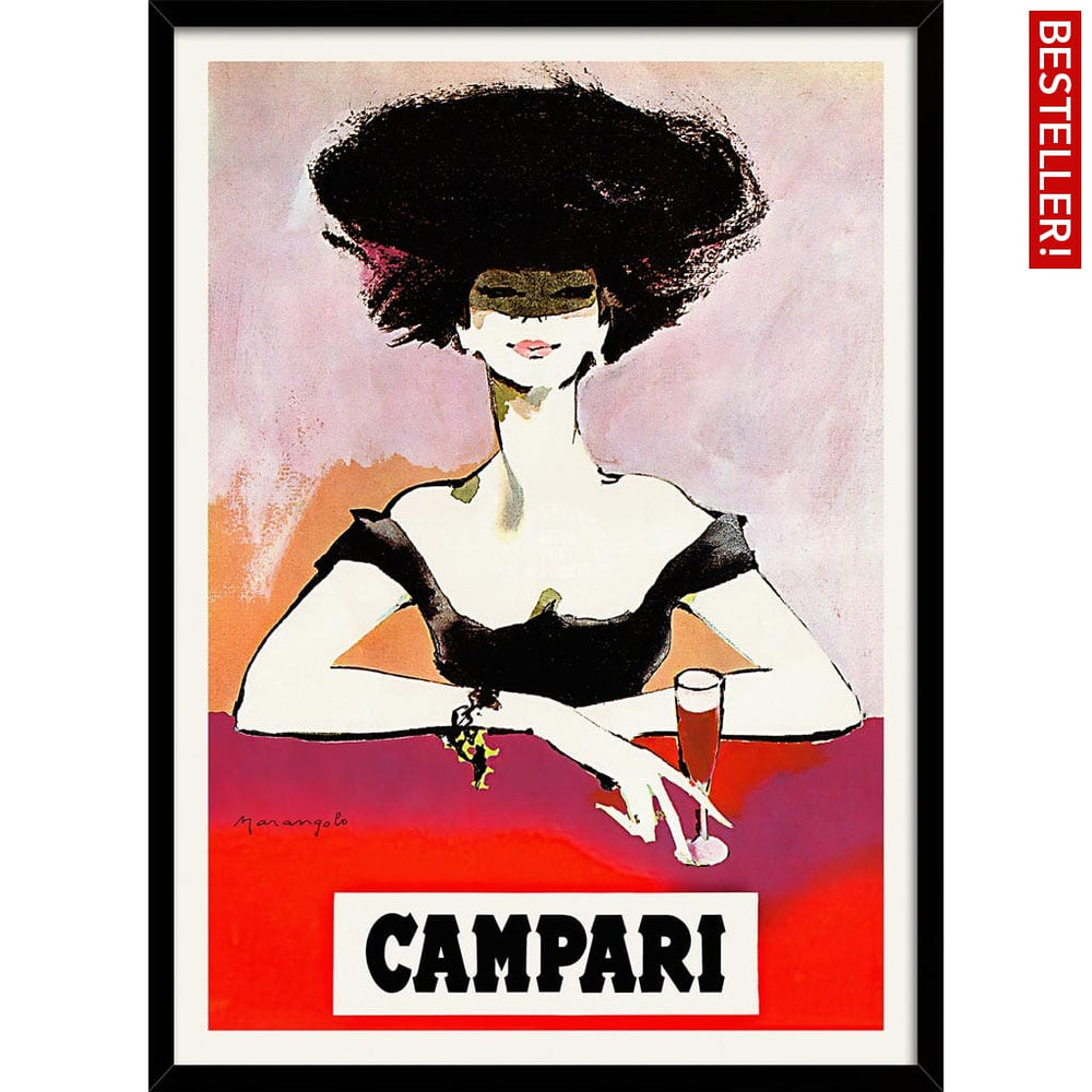 Campari Woman 1960S | Italy 422Mm X 295Mm 16.6 11.6 A3 / Black Print Art