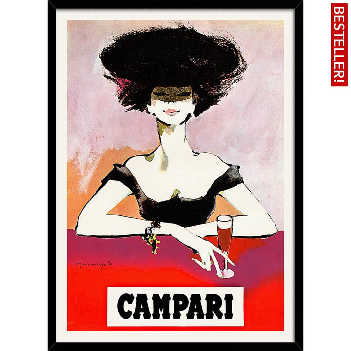 Campari Woman 1960S | Italy 422Mm X 295Mm 16.6 11.6 A3 / Black Print Art