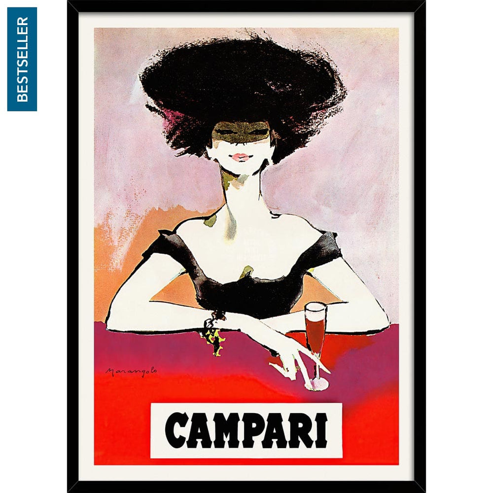 Campari Woman 1960S | Italy 422Mm X 295Mm 16.6 11.6 A3 / Black Print Art