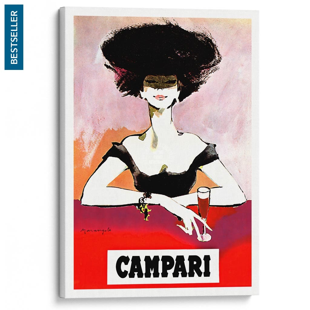 Campari Woman 1960S | Italy A3 297 X 420Mm 11.7 16.5 Inches / Stretched Canvas Print Art
