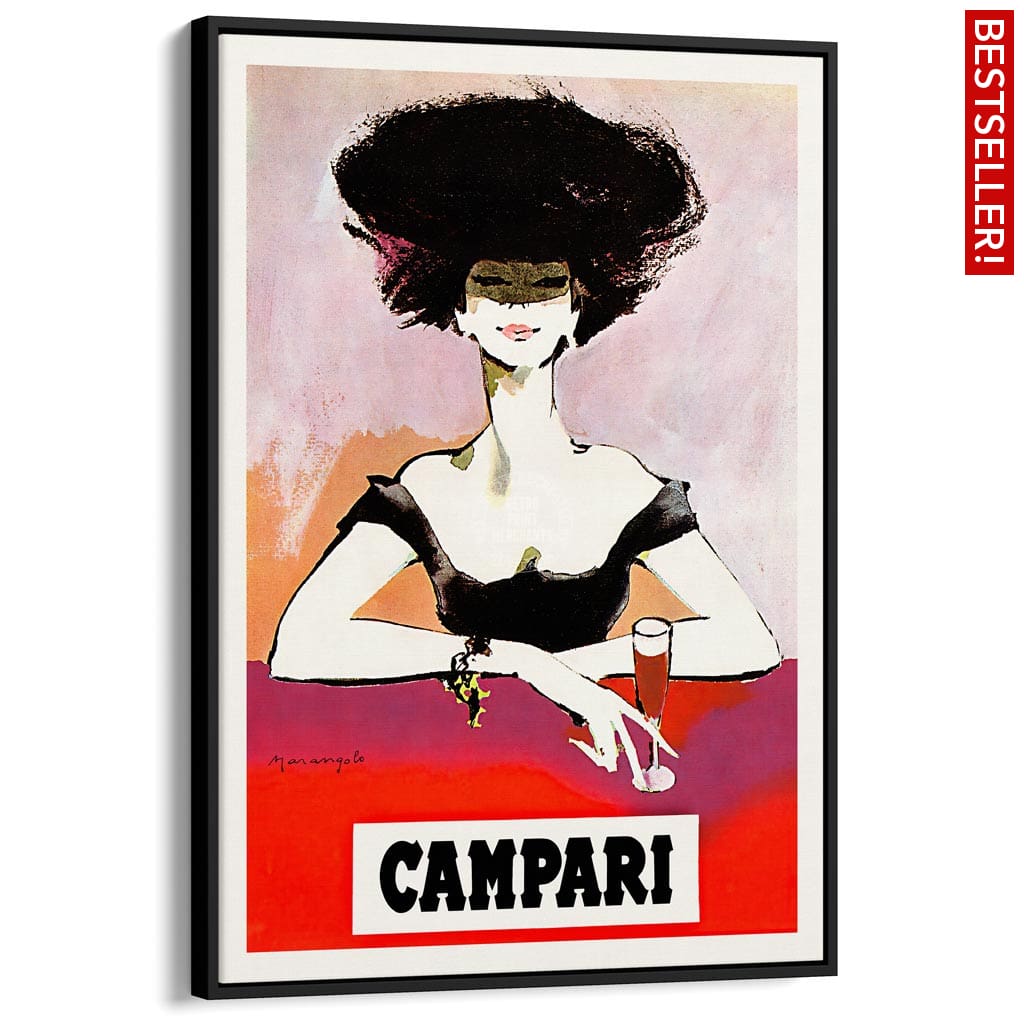 Campari Woman 1960S | Italy A3 297 X 420Mm 11.7 16.5 Inches / Canvas Floating Frame - Black Timber
