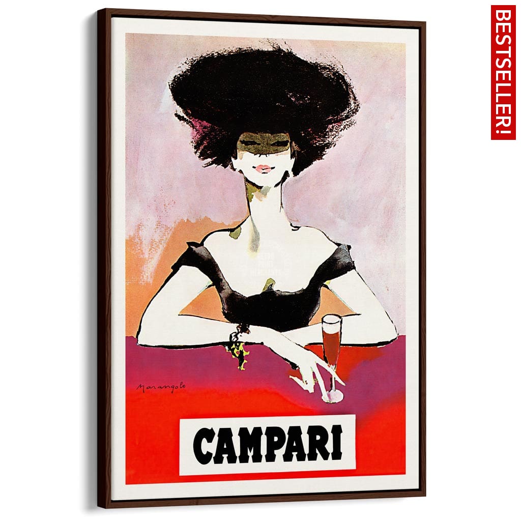 Campari Woman 1960S | Italy A3 297 X 420Mm 11.7 16.5 Inches / Canvas Floating Frame - Dark Oak