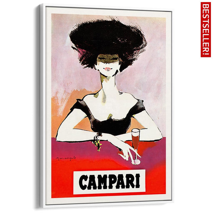 Campari Woman 1960S | Italy A3 297 X 420Mm 11.7 16.5 Inches / Canvas Floating Frame - White Timber