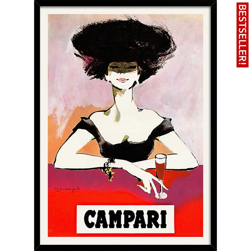 Campari Woman 1960S | Italy 422Mm X 295Mm 16.6 11.6 A3 / Black Print Art