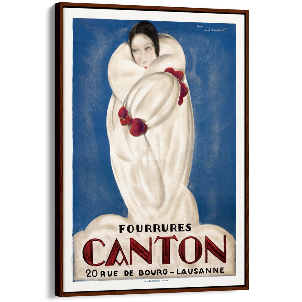 Canton Fourrures | Switzerland A3 297 X 420Mm 11.7 16.5 Inches / Canvas Floating Frame: Chocolate