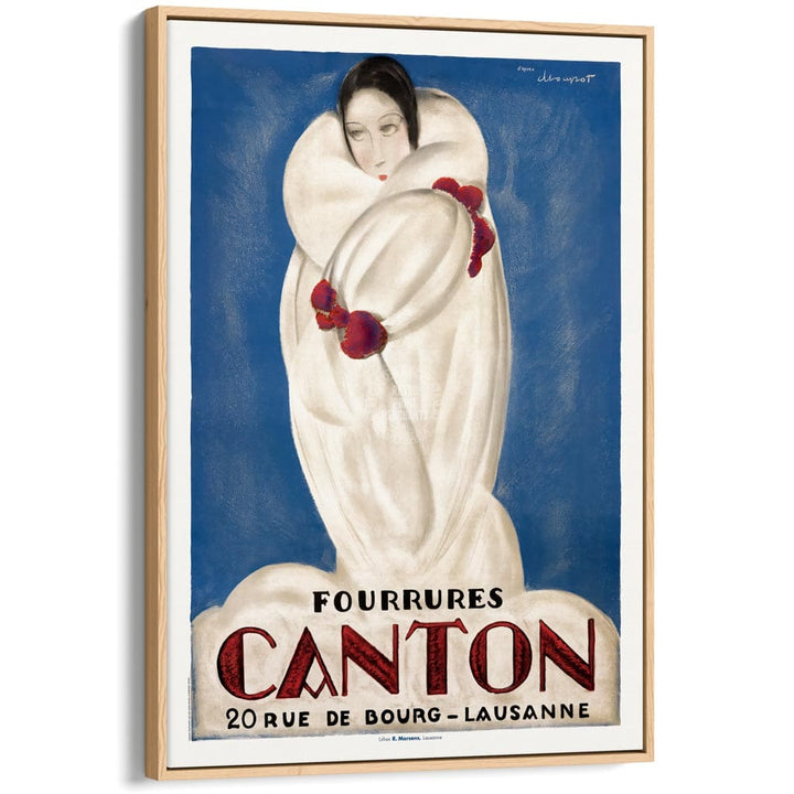 Canton Fourrures | Switzerland A3 297 X 420Mm 11.7 16.5 Inches / Canvas Floating Frame: Natural Oak