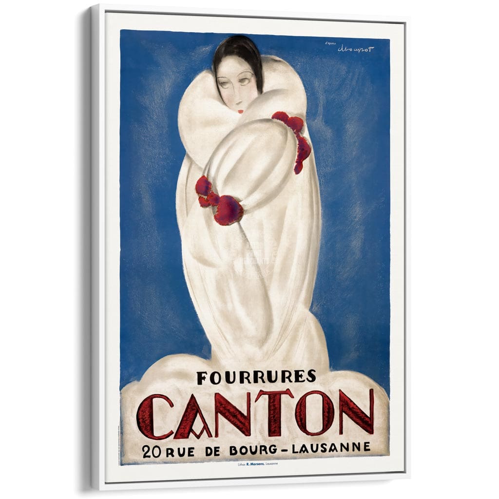 Canton Fourrures | Switzerland A3 297 X 420Mm 11.7 16.5 Inches / Canvas Floating Frame: White