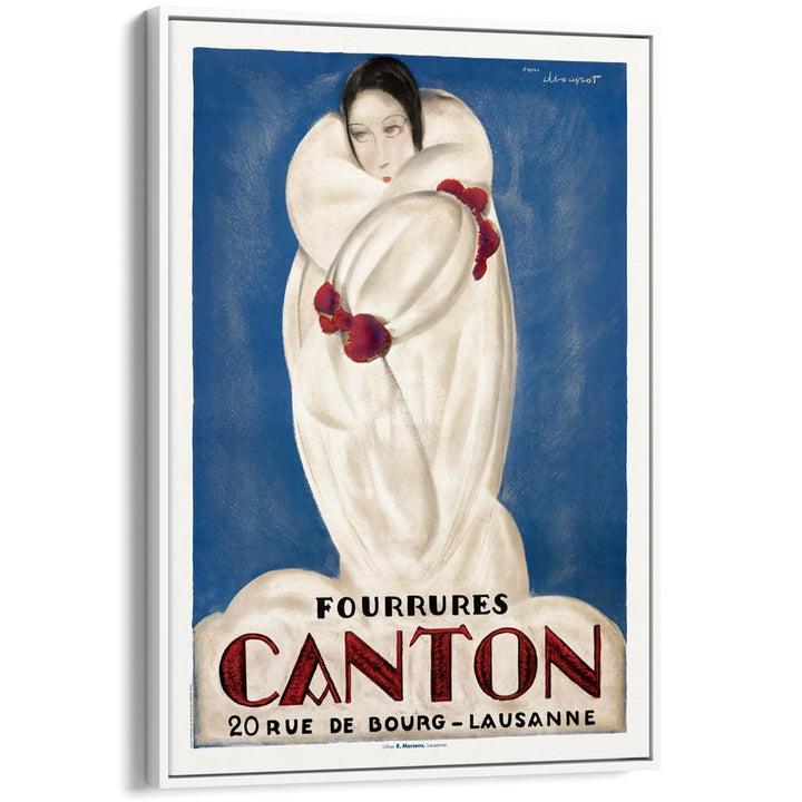 Canton Fourrures | Switzerland A3 297 X 420Mm 11.7 16.5 Inches / Canvas Floating Frame: White