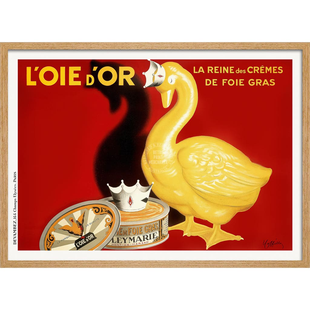 Cappiellos Golden Goose | France A3 297 X 420Mm 11.7 16.5 Inches / Framed Print - Natural Oak Timber