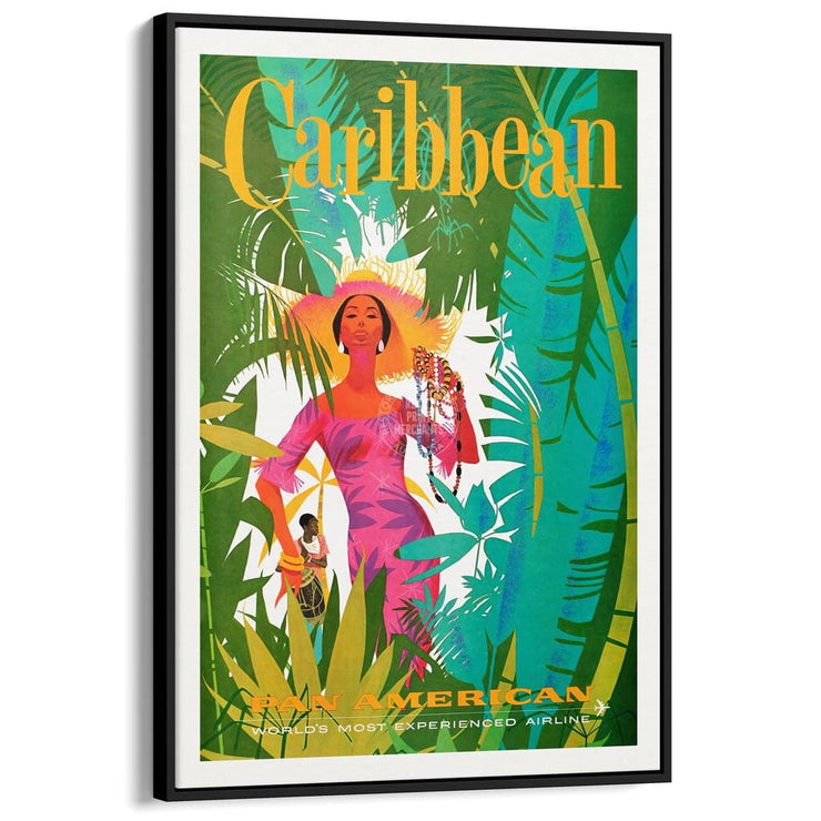Caribbean Airline Poster | Usa A3 297 X 420Mm 11.7 16.5 Inches / Canvas Floating Frame - Black