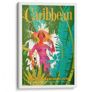 Caribbean Airline Poster | Usa A3 297 X 420Mm 11.7 16.5 Inches / Stretched Canvas Print Art