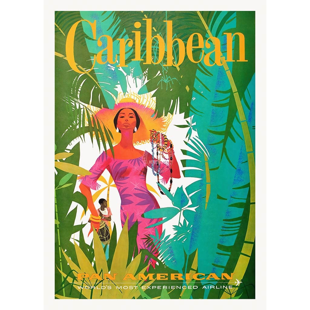 Caribbean Airline Poster | Usa A3 297 X 420Mm 11.7 16.5 Inches / Unframed Print Art