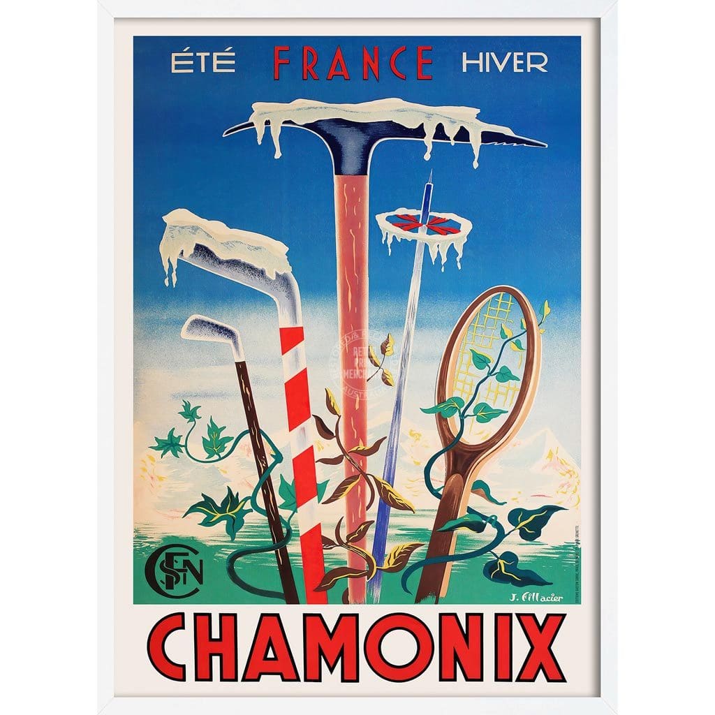 Chamonix Ete Hiver | France 422Mm X 295Mm 16.6 11.6 A3 / White Print Art