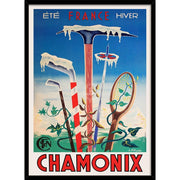 Chamonix Ete Hiver | France 422Mm X 295Mm 16.6 11.6 A3 / Black Print Art