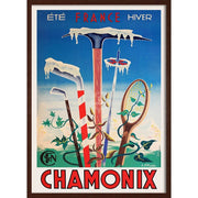 Chamonix Ete Hiver | France 422Mm X 295Mm 16.6 11.6 A3 / Dark Oak Print Art
