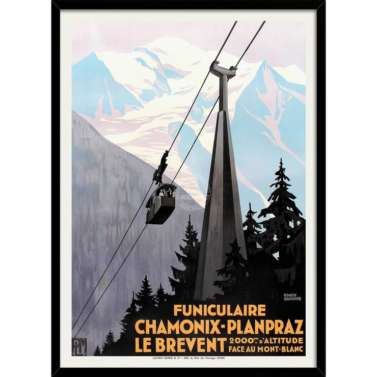Chamonix Funiculaire | France 422Mm X 295Mm 16.6 11.6 A3 / Black Print Art