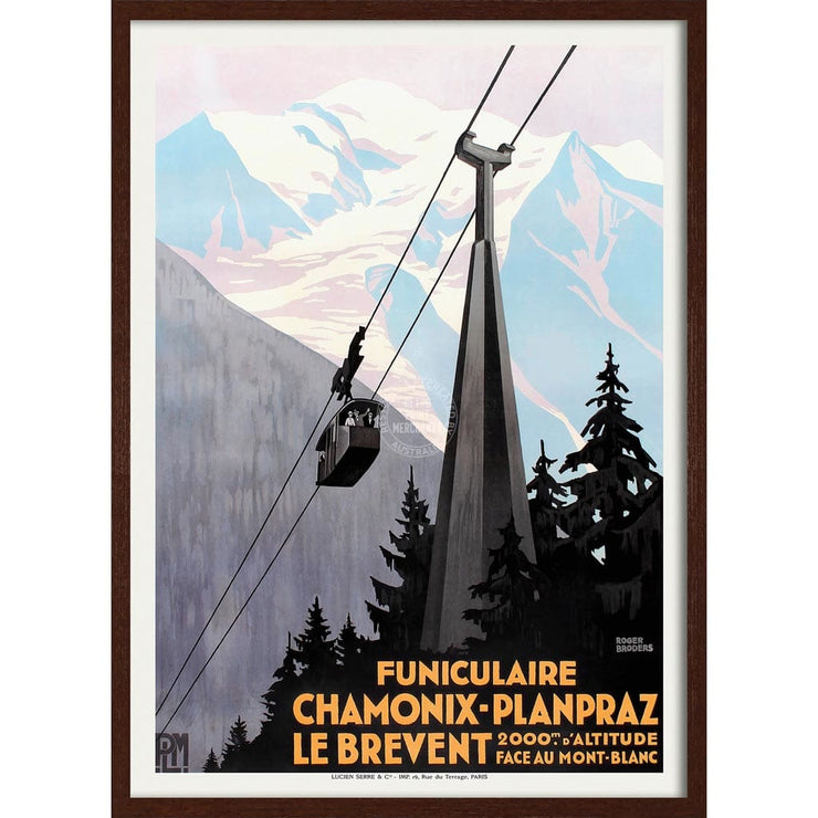 Chamonix Funiculaire | France 422Mm X 295Mm 16.6 11.6 A3 / Dark Oak Print Art