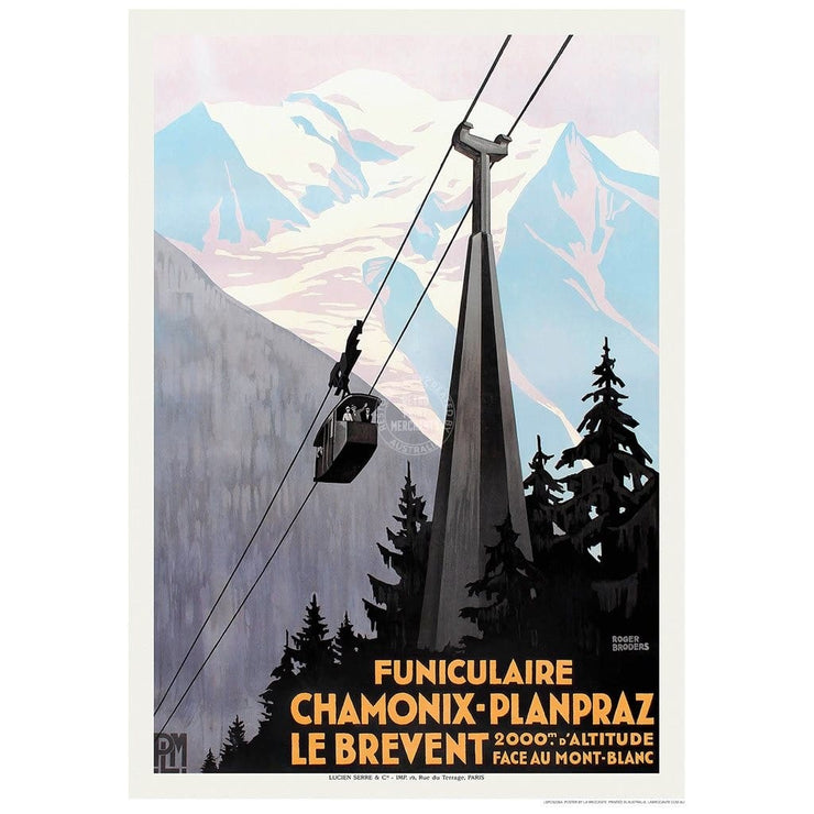 Chamonix Funiculaire | France B1 707 X 1000Mm 27.8 39.4 Inches / Unframed Print Art