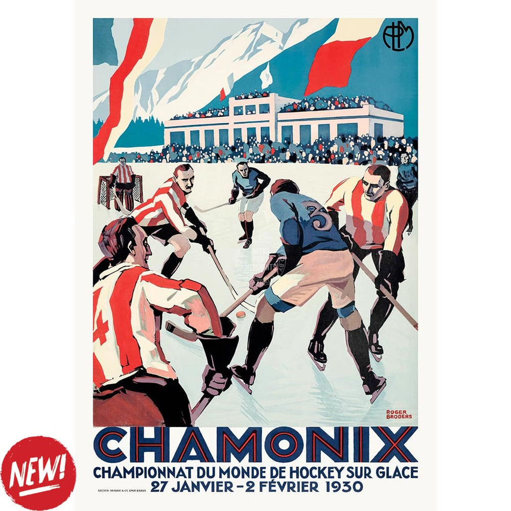 Chamonix Ice Hockey 1930 | France A3 297 X 420Mm 11.7 16.5 Inches / Unframed Print Art