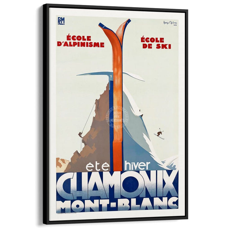 Chamonix Mont-Blanc | France A3 297 X 420Mm 11.7 16.5 Inches / Canvas Floating Frame - Black Timber