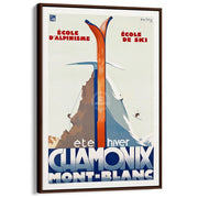 Chamonix Mont-Blanc | France A3 297 X 420Mm 11.7 16.5 Inches / Canvas Floating Frame - Dark Oak