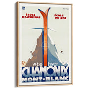 Chamonix Mont-Blanc | France A3 297 X 420Mm 11.7 16.5 Inches / Canvas Floating Frame - Natural Oak