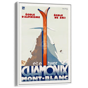 Chamonix Mont-Blanc | France A3 297 X 420Mm 11.7 16.5 Inches / Canvas Floating Frame - White Timber