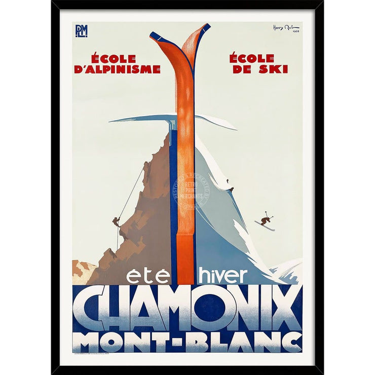Chamonix Mont-Blanc | France A3 297 X 420Mm 11.7 16.5 Inches / Framed Print - Black Timber Art