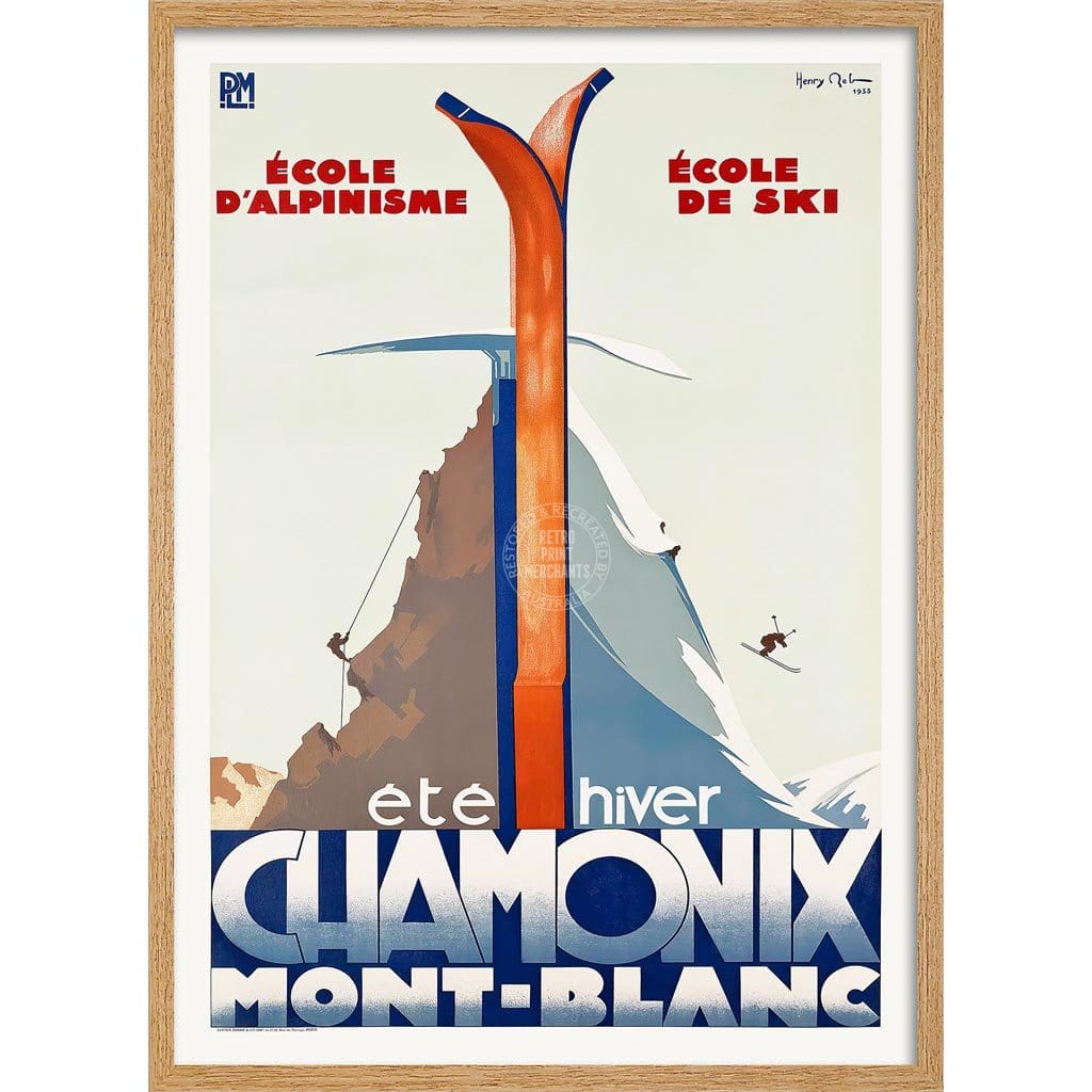 Chamonix Mont-Blanc | France A3 297 X 420Mm 11.7 16.5 Inches / Framed Print - Natural Oak Timber Art