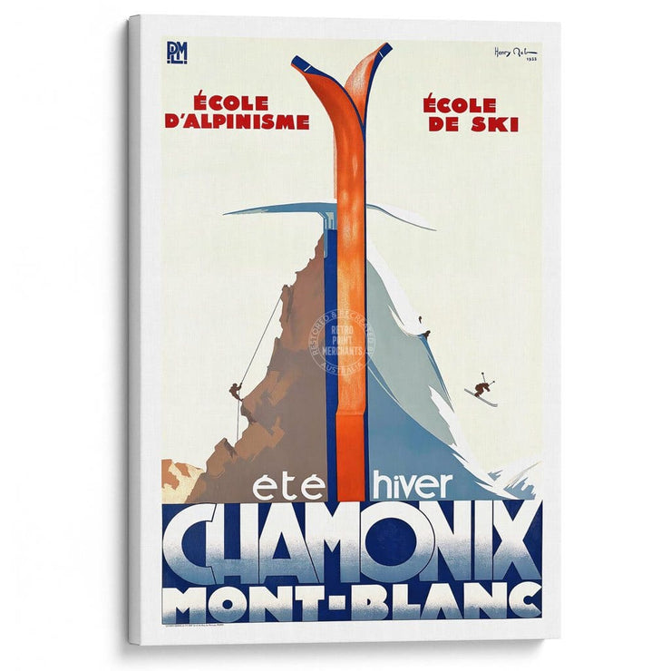 Chamonix Mont-Blanc | France A3 297 X 420Mm 11.7 16.5 Inches / Stretched Canvas Print Art