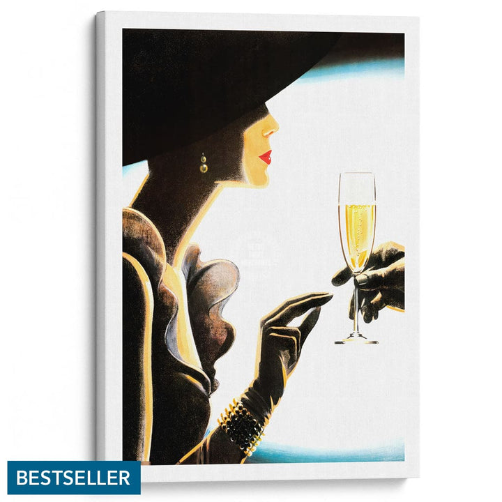 Champagne Woman | France A4 210 X 297Mm 8.3 11.7 Inches / Stretched Canvas Print Art