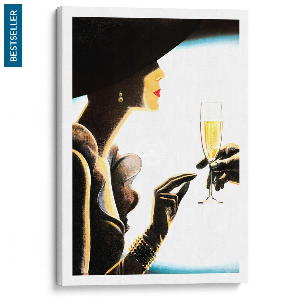 Champagne Woman | France A4 210 X 297Mm 8.3 11.7 Inches / Stretched Canvas Print Art