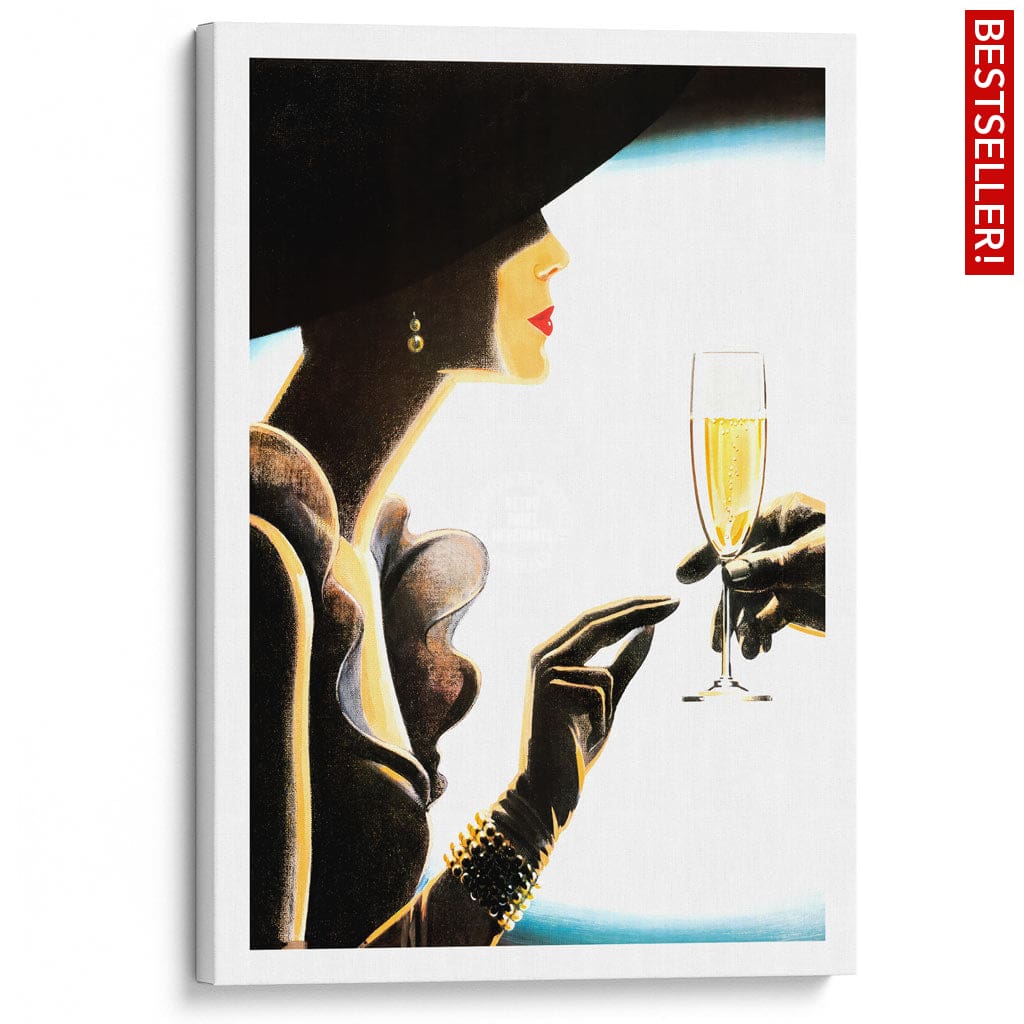 Champagne Woman | France A4 210 X 297Mm 8.3 11.7 Inches / Stretched Canvas Print Art