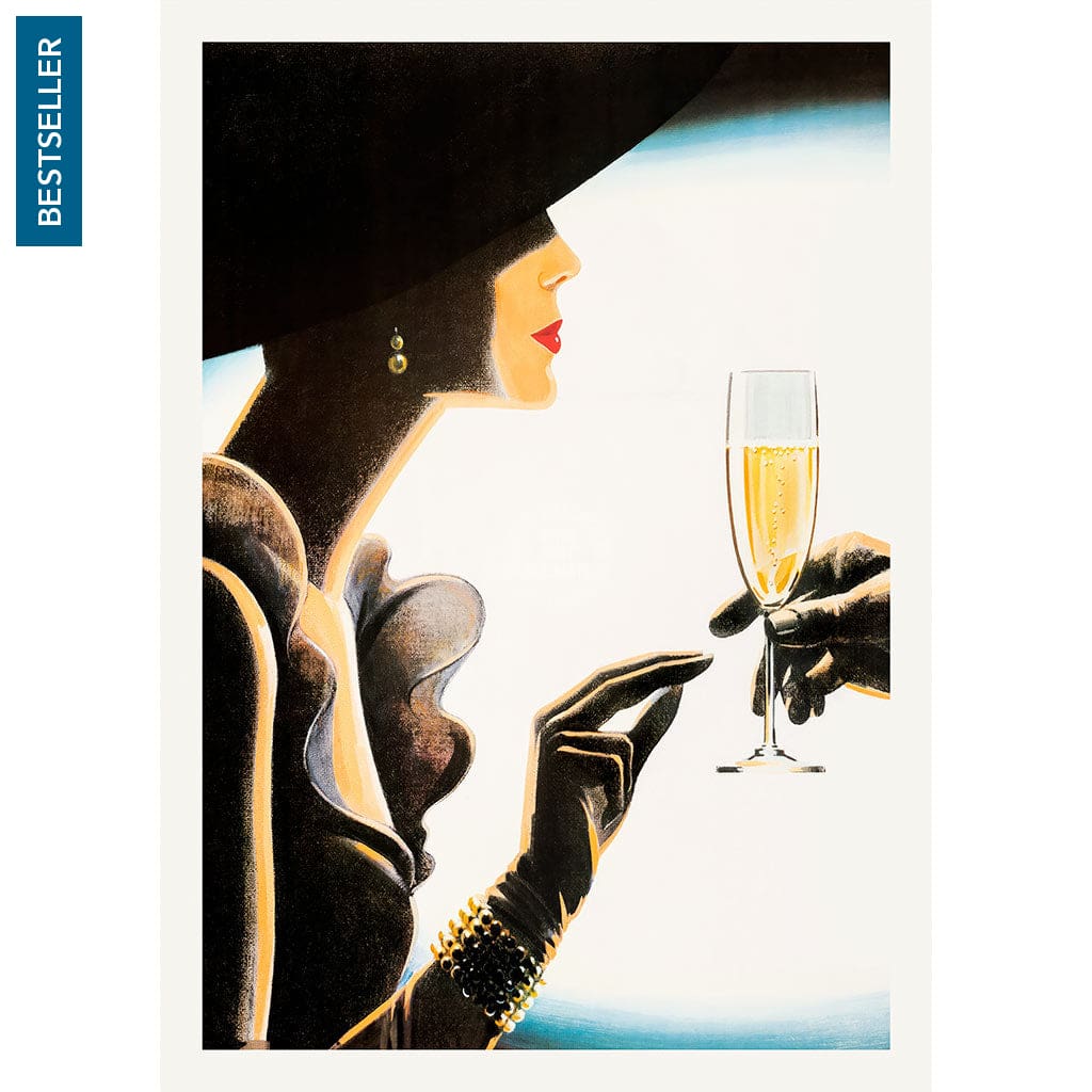 Champagne Woman | France A4 210 X 297Mm 8.3 11.7 Inches / Unframed Print Art