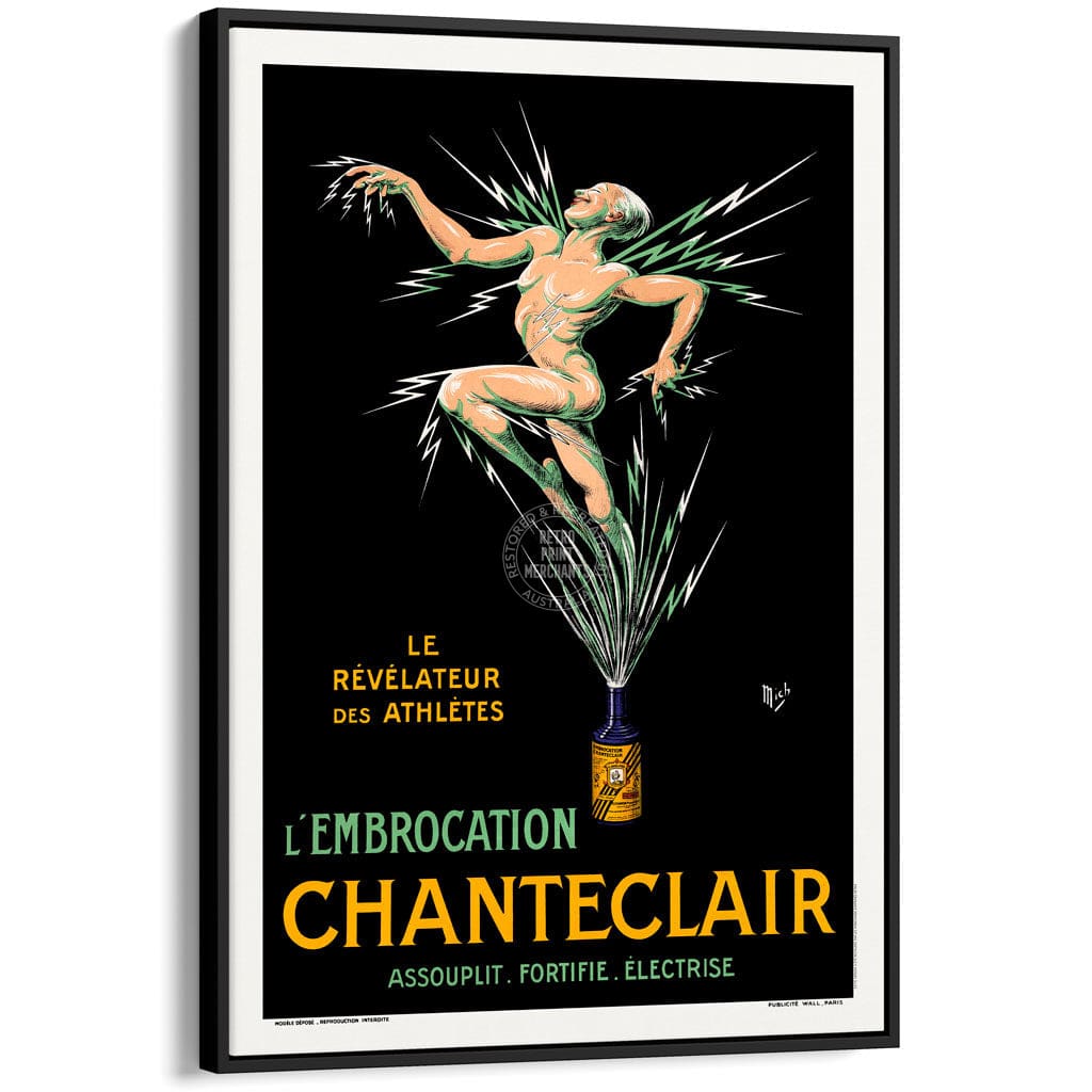 CHANTECLAIR 1917 | FRANCE A3 | 297 x 420mm | 11.7 x 16.5 inches / Canvas Floating Frame: Black Timber Print Art
