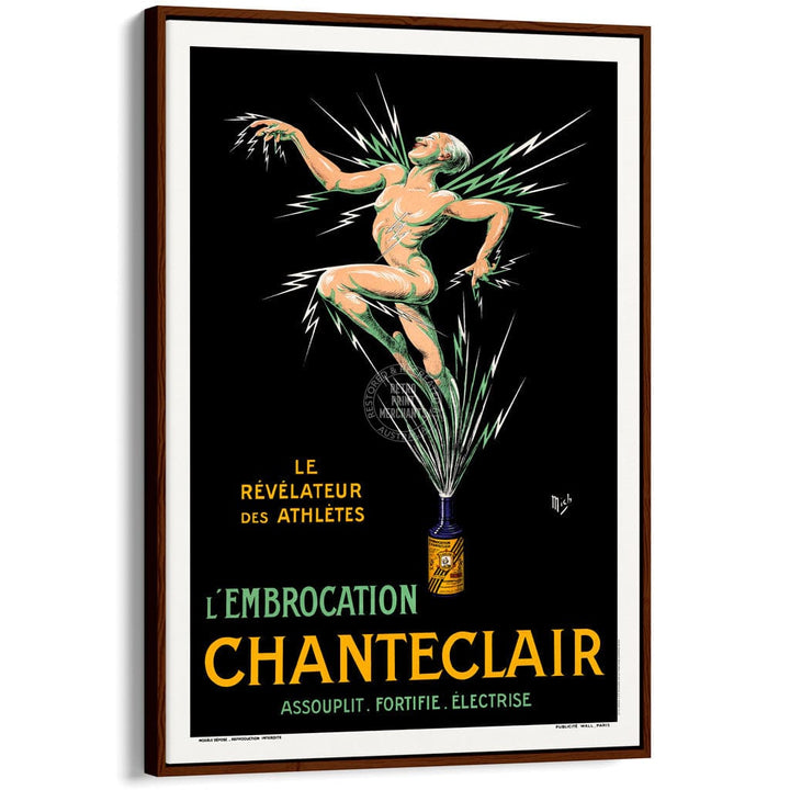 CHANTECLAIR 1917 | FRANCE A3 | 297 x 420mm | 11.7 x 16.5 inches / Canvas Floating Frame: Chocolate Oak Timber Print Art