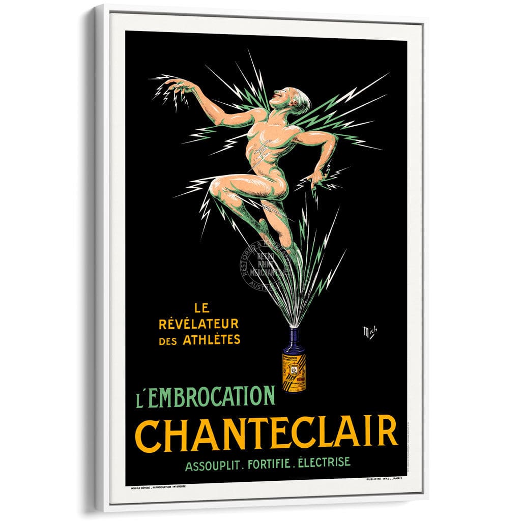 CHANTECLAIR 1917 | FRANCE A3 | 297 x 420mm | 11.7 x 16.5 inches / Canvas Floating Frame: White Timber Print Art