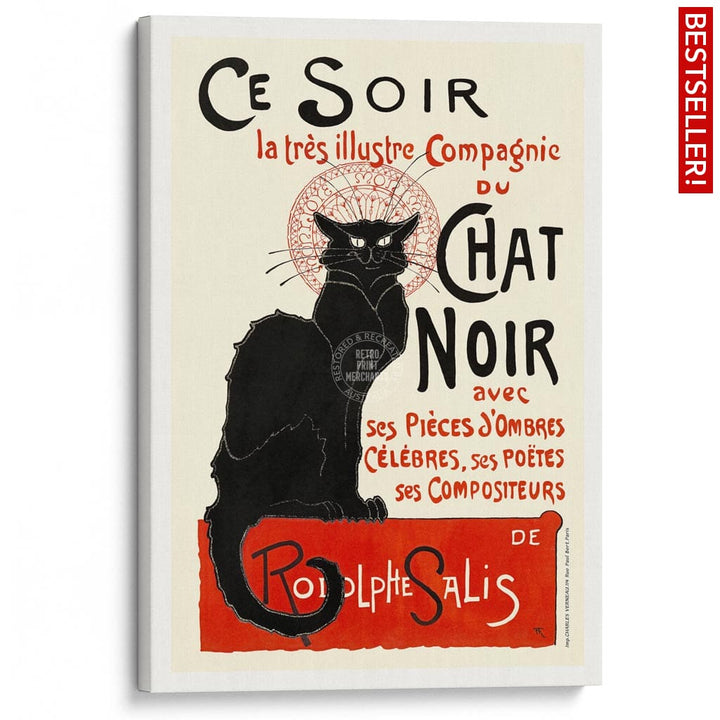 Chat Noir | France A3 297 X 420Mm 11.7 16.5 Inches / Stretched Canvas Print Art