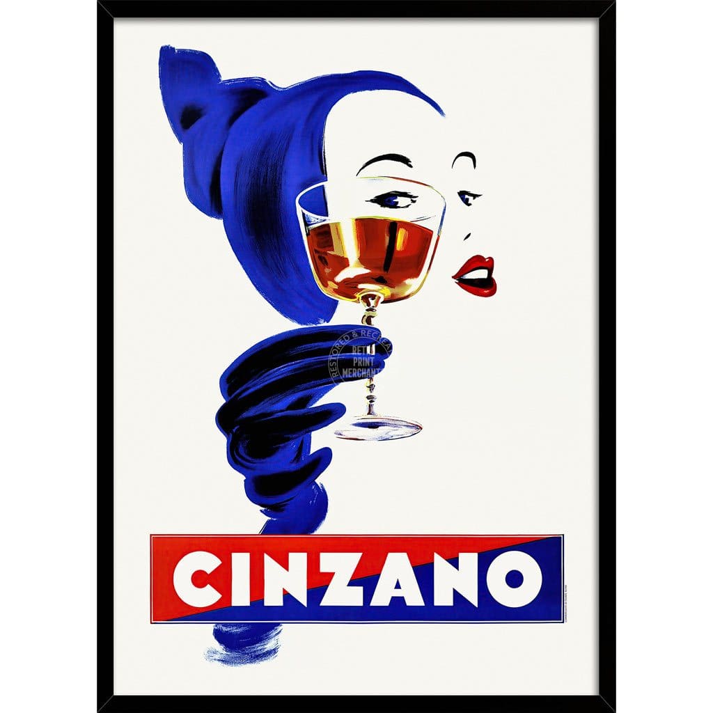 Cinzano Woman 1955 | Italy 422Mm X 295Mm 16.6 11.6 A3 / Black Print Art