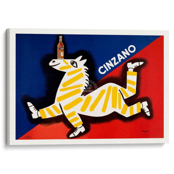 CINZANO ZEBRA | ITALY A3 | 297 x 420mm | 11.7 x 16.5 inches / Stretched Canvas Print Art