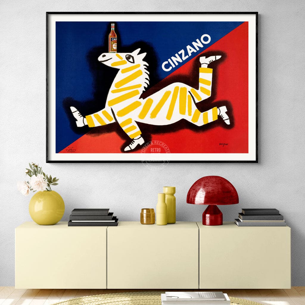 CINZANO ZEBRA | ITALY A3 | 297 x 420mm | 11.7 x 16.5 inches / Unframed Print Print Art