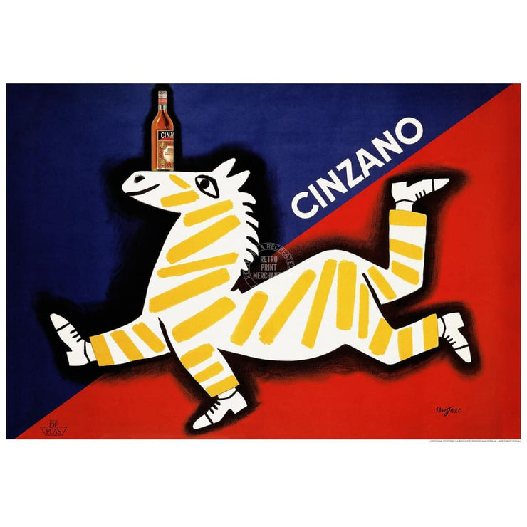 Cinzano Zebra | Italy 422Mm X 295Mm 16.6 11.6 A3 / Unframed Print Art