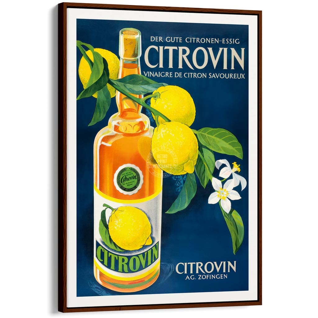 Citrovin Lemon Vinegar 1949 | Switzerland A3 297 X 420Mm 11.7 16.5 Inches / Canvas Floating Frame: