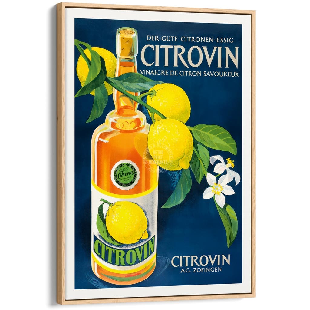 Citrovin Lemon Vinegar 1949 | Switzerland A3 297 X 420Mm 11.7 16.5 Inches / Canvas Floating Frame: