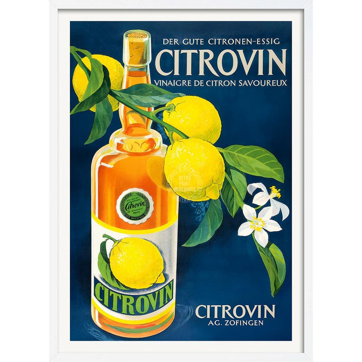 Citrovin Lemon Vinegar 1949 | Switzerland A3 297 X 420Mm 11.7 16.5 Inches / Framed Print: White