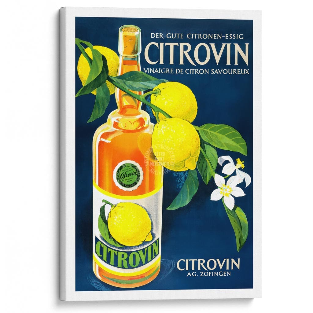 Citrovin Lemon Vinegar 1949 | Switzerland A3 297 X 420Mm 11.7 16.5 Inches / Stretched Canvas Print