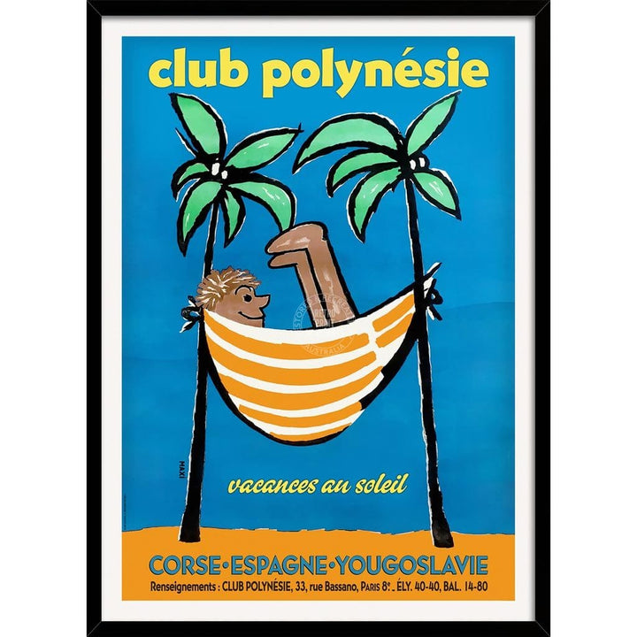Club Polynesie | France A3 297 X 420Mm 11.7 16.5 Inches / Framed Print - Black Timber Art