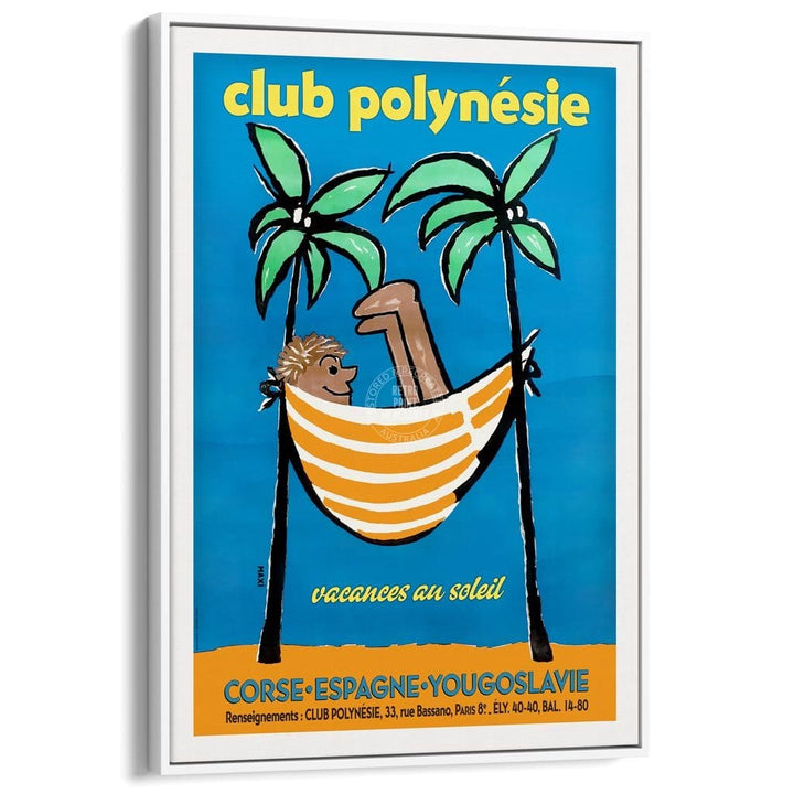 Club Polynesie | France A3 297 X 420Mm 11.7 16.5 Inches / Canvas Floating Frame - White Timber Print