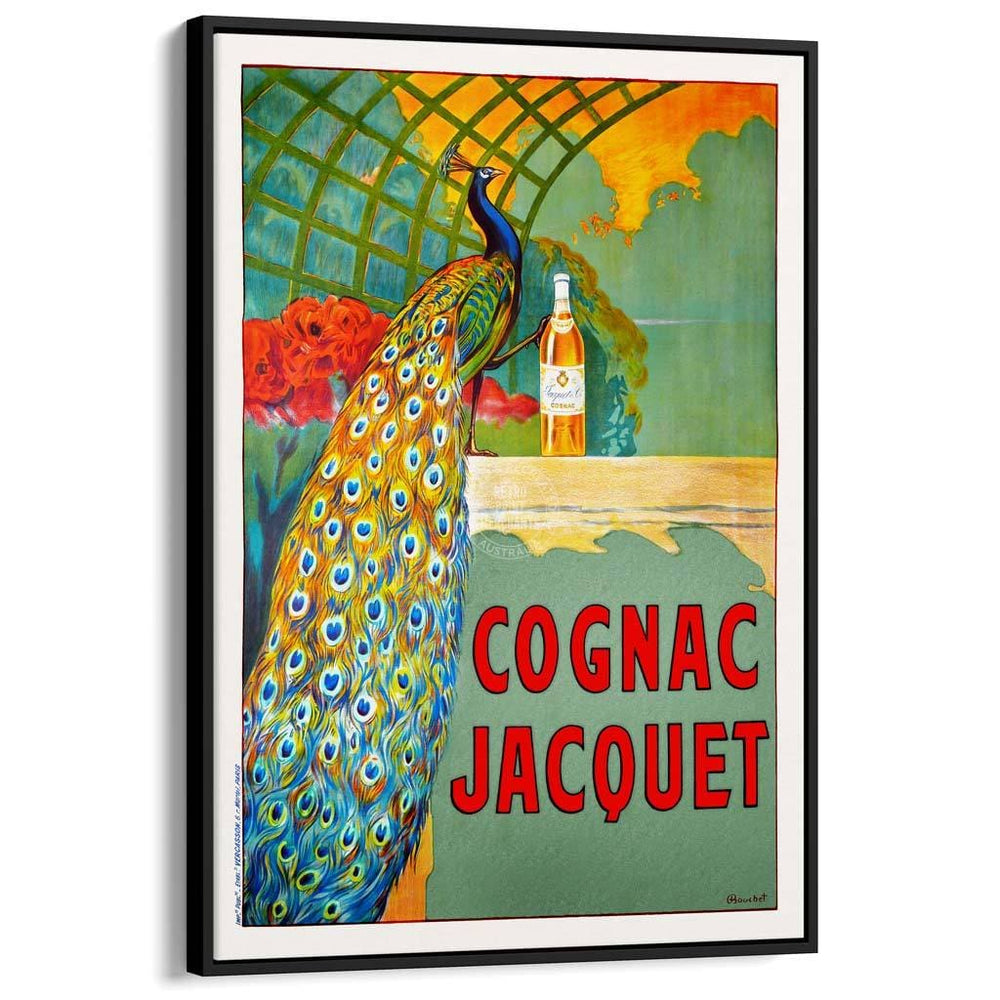 Cognac Jacquet Peacock | France A3 297 X 420Mm 11.7 16.5 Inches / Canvas Floating Frame - Black