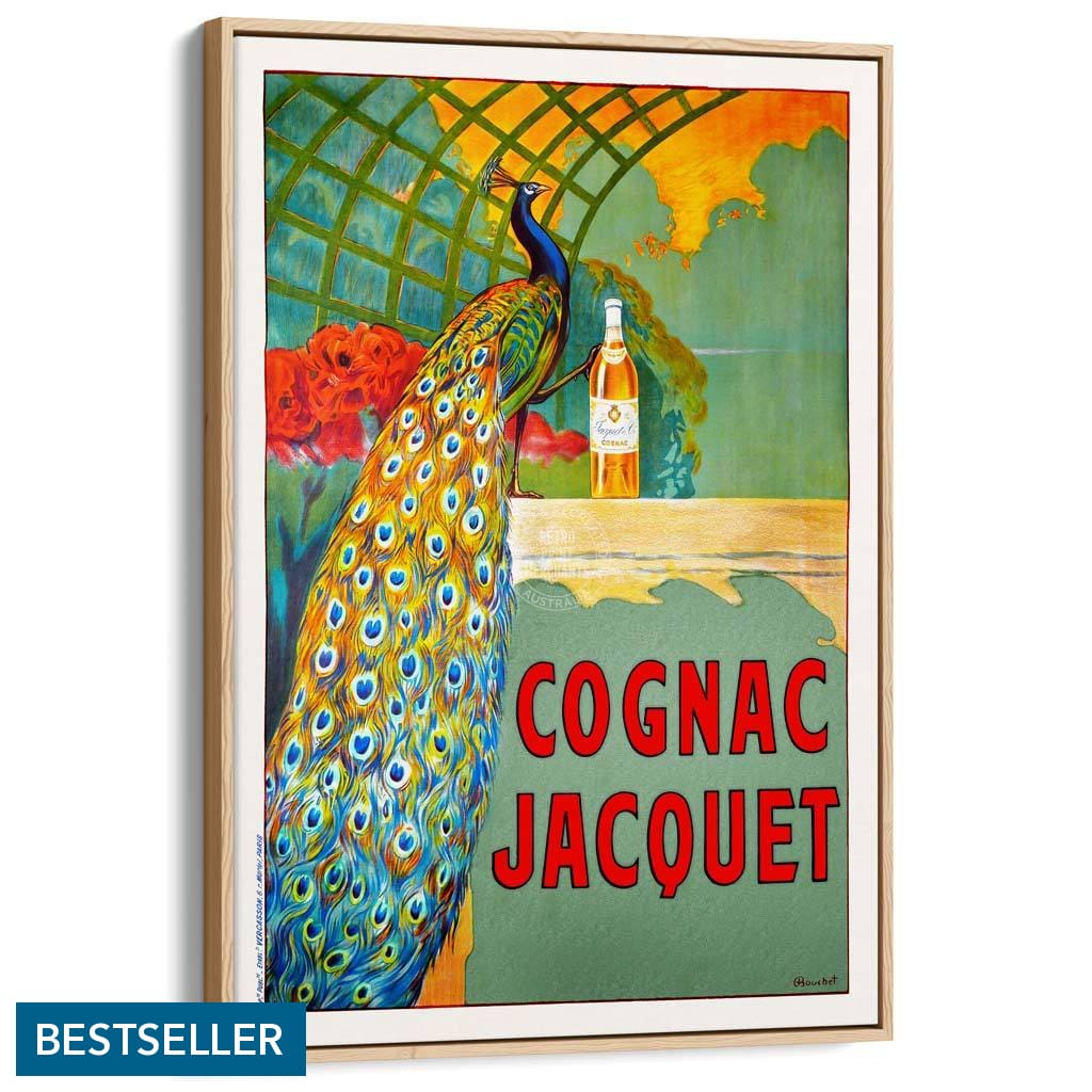 Cognac Jacquet Peacock | France A3 297 X 420Mm 11.7 16.5 Inches / Canvas Floating Frame - Natural